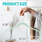 Sishynio Velvet Hangers 50 Pack – Slim Non-Slip Flocked Hangers with Notches, Space-Saving Closet Organizer for Dresses, Blouses, Coats(Green)