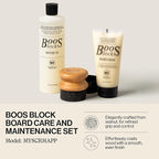 John Boos 3-Piece All-Natural Care & Maintenance Set - 16 oz Mystery Oil, 5 oz Board Cream & Round Applicator for Butcher Blocks, Cutting Boards, Wood Countertops, and Wooden Utensils