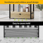 Boulphia 2-Tier Bathroom Organizer Countertop with Drawer, Wood Bathroom Counter Shelf for Storage, Vanity Organizer Countertop for Kitchen, Office