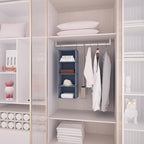 Hanging Closet Organizer, Easy Mount Foldable 4-Shelf Hanging Closet Wardrobe Storage Shelves, Clothes Handbag Shoes Accessories Storage, Washable Oxford Cloth Fabric, Gray