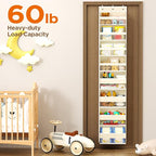 Mefirt Over The Door Organizer, 8 Shelf Door Hanging Organizers with 8 Large Capacity Pockets, Back of Door Organizer Storage Hanging Shelves for Closet Bathroom Bedroom Nursery
