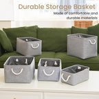 Storage Baskets for Shelves 13.8x9.8x6.7 Inch-Foldable Fabric Organizing Storage Bins with Handles, Closet & Bathroom Organizer, Home Storage for Kitchen, Office (3-Pack, Gray)