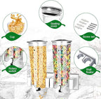 Milky House Food Dispensers Wall Mount, 2 Pack Dry Cereal Dispenser, Convenient Storage Dual Control for Cereal Nuts, Coffee Beans Trail Mix Candy Oatmeal Rice Pasta Candy Container, Cereals Bank 3L