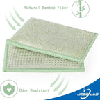 JEBBLAS Bamboo Natural Kitchen Sponges Dish Sponge Cleaning Sponge Heavy Duty Scrub Sponge for Cleaning Kitchen and Household Green (8 Pack)