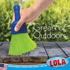 LOLA Whisk Broom, Hand Brush, Durable Bristles, Whisks Away Dirt & Debris, Compact, Hang Hole for Easy Storage, Indoor/Outdoor, 1 Pack