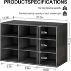 Garden 4 you Shoe Storage Bench, Cubby Shoe Rack with 9 Cubbies, 3-Tier Wood Shoe Rack Organizer, Shoe Organizer Cabinet for Entryway, Hallway, Closet and Garage, Black