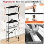 4-Tier Over-The-Toilet Storage Rack, Bathroom Organizer Shelf Over Toilet With Shelf Waterproof Feet Pad And Basket, Multifunctional Space Saver Bathroom Shelves Above Toilet for Room (Black)