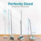 BLACK+DECKER Butler Broom and Dustpan Set for Home, Short Handle, Stand Up and Lightweight Space Saving Dust Pan and Broom Combo for Kitchen, Living Room, Bathroom, Lobby Floor Use