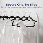 SereneLife 150 Pack Velvet Hangers - Non-Slip Felt Hangers with 360° Swivel Hook, Space-Saving, Ultra-Thin, Lightweight for Shirts, Sweaters, Hoodies, Kids Clothes & Dresses (Black)