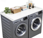 VEVOR Washer Dryer Countertop with 3 Splicing Panels, 54" x 27" Wooden Washer and Dryer Countertop with 2 Hooks, Water-Resistant Laundry Topper for Laundry Room Organization and Storage, White