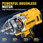 ALLOYPOWER Cordless Brushless Impact Wrench, 1475 ft-lbs (2000N.m), 1/2 High Torque power impact gun, 3-Mode Speed, 2*4000mAh Battery, 3 Sockets, Electric Impact Wrench Set for Car Tire Truck RV Mower