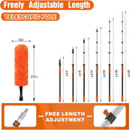 30FT Reach High Ceiling Duster Kit, Window Cleaning kit with 5-24FT Extension Pole, Fan Duster for Ceiling Fan Blades, Microfiber Feather Duster, Rotatable Window Squeegee and Cobweb Duster