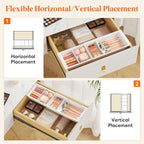 Lifewit 2 Pack Sliding Makeup Drawer Organizer Trays with Inserts, Extendable Hanging Desk Drawer Divider, Fits 13-20" Deep Drawers, 1.8" High Plastic Organizer Tray for Vanity, Office, Kitchen, White