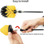 8 Pack Drill Brush Attachment Set, 1/4in Power Scrubber Brush+ Extend Long Rod, Brush Drill Attachment, Power Cleaning Scrub Brush for Bathroom, Tub, Tile, Corner, Floor