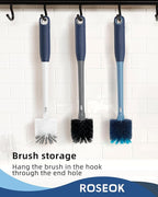 2 in 1 Long Handle Bottle Brush with Straw Brush for Cleaning Glass, Sports Bottle, Coffee Mug, Gray, 1 Pack