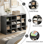 Garden 4 you Shoe Storage Bench, Cubby Shoe Rack with 16 Cubbies, 4-Tier Wood Shoe Rack Organizer, Shoe Organizer Cabinet for Entryway, Hallway, Closet and Garage, Black