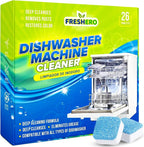 Freshero Dishwasher Cleaner and Deodorizer Tablets 26-Pack, Deep Cleaning Descaler for Dishwasher Machine, Heavy Duty, Septic Safe, Removes Grease & Build-ups, 1 Year of Cleaning Supplies (Unscented)