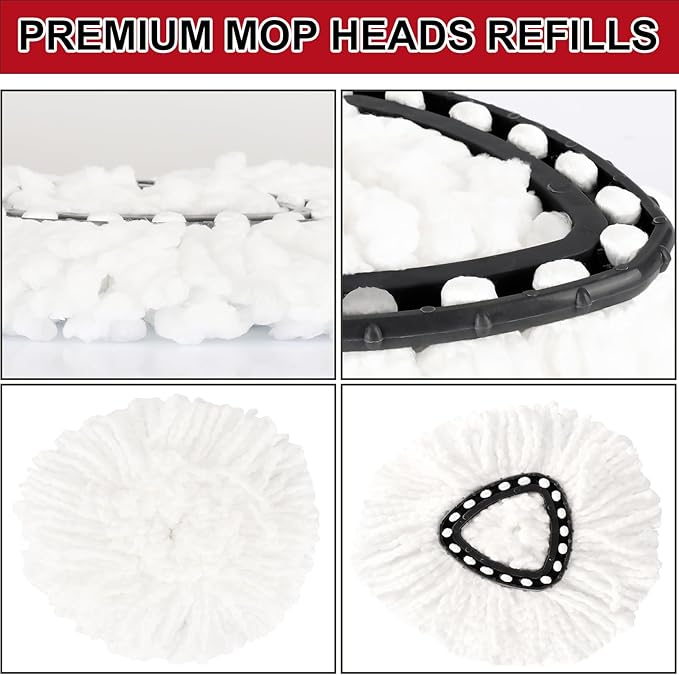 12 Pack Spin Mop Replacement Heads, 100% Microfiber Spin Mop Refill for Easy Wring Compatible with Triangle Spin Mop, 360 Degree Spinning Mop Replace Head for Floor Cleaning