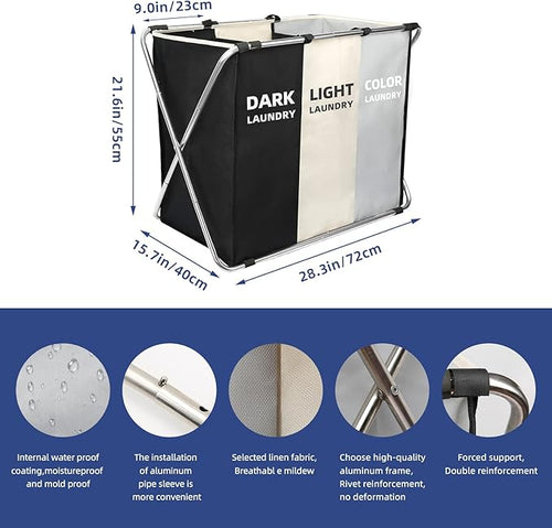 180L Large Laundry Basket, Freestanding Laundry Hamper, Collapsible Tall Clothes Hamper with Handles for Dirty Clothes in the Dorm & Family Closet Storage Container and Organizer (1-Pack)