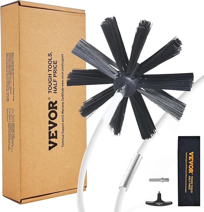 VEVOR 40 FEET Dryer Vent Cleaner Kit, 29 Pieces Duct Cleaning Brush, Reinforced Nylon Dryer Vent Brush, Dryer Cleaning Tools Lint Remover with Flexible Lint Trap Brush, Clamp Connectors