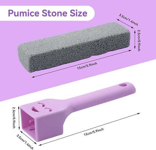 12 Pack Pumice Stones Scouring Sticks with 2 Handles, Pumice Scouring Pad Pumice Stick Cleaner for Cleaning Toilet, Bathtubs, Kitchen Sink, Grill, Household