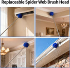 Cobweb Duster with Extension Pole, Washable Cleaning Duster Kit with 3 Duster Heads, Cobweb Duster, Corner Brush, Gap Dust Cleaner, Telescoping Pole for Ceiling Fan, Long Duster for high Ceilings