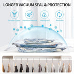 16 PCS Vacuum Seal Bags for Clothing with Electric Air Pump, Compression Space Saver, Vacuum Storage Bags for Luggage, Travel, Blankets, Pillows, Bedding and Moving, Hand Pump Included