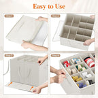 Lifewit Shoe Storage Organizer for Closet, Fabric Large Shoe Box Storage Containers with Clear Cover, Foldable Bins for Boots Heels Sneakers Fits 24-32 Pairs (Each 12-16 Pairs) 2 Pack White