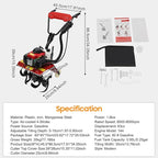 4-Stroke 63CC Gas Powered Tiller Cultivator Garden Yard Rototiller Tilling Tool Gas Tiller- Ideal for Garden, Lawn, Soil Cultivation, Weed & Digging, 8500-9000rpm