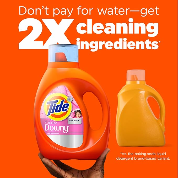 Tide Plus Boost of Ultra Downy Liquid Laundry Detergent, April Fresh Scent, 132 fl oz, 94 Loads, Laundry Detergent Liquid with Long-Lasting Freshness
