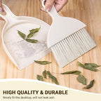 THINKLEARN 2PCS Mini Broom and Dustpan Set, Small Dustpan and Brush, Compact Hand Broom Dust Pan Set for Cleaning, Beige
