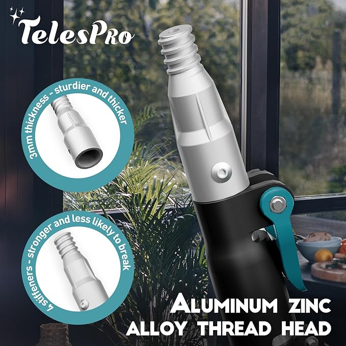 36 Feet High Reach Window Squeegee with 7-30 Ft Extension Pole, Window Cleaner Tool with 5-Stage Telescoping Pole, Window Cleaning Kit with Rotatable Head (2 Squeegee & 2 Microfibre Cloths)