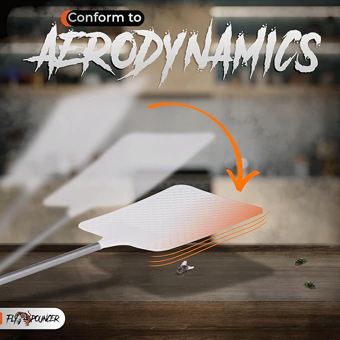 5-Pack Heavy Duty Fly Swatters – Indoor Manual Bug Swatter Set with Long Reach Handle – Stealthy, Durable and Compact Design for Home Use (White)