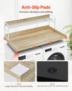 VEVOR Washer Dryer Countertop with 2-Tier Shelf, 54" x 27" Wooden Washer and Dryer Countertop with Anti-Slip Pads, Water-Resistant Laundry Topper Cover for Laundry Room Organization and Storage, Oak