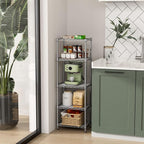 Golpart Small 5 tire Shelves Storage Wire Shelving Unit Metal Shelf Adjustable Organizers Storage Shelving for Bathroom Laundry Room Kitchen Pantry10”D x 16”W x 55”H Silver