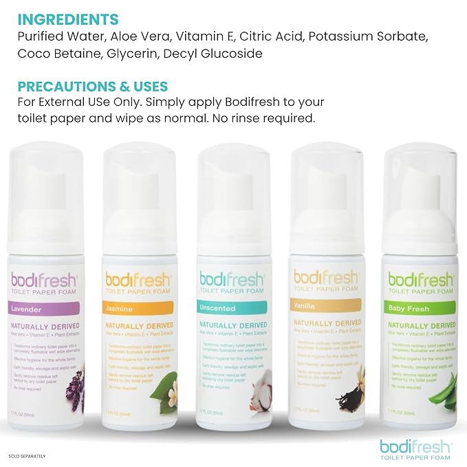 Toilet Paper Foam, Liquid Wet Wipe | Plant-Based, Eco Friendly Flushable Wet Wipe Alternative with Aloe & Vitamin E (1.7 Fl Oz (Pack of 1), Unscented)