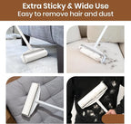 Large Floor Lint Roller Long Handle, 9.45" Wide Super Sticky Pet Hair Lint Remover for Floors Carpet Furniture, 4 Refills 360 Sheets Value Pack,Extendable Handle(18"- 45") – for Dog Cat Owners Homes