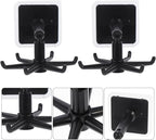 Cabilock 4pcs Rotatable Multi-Purpose Kitchen Utensil Hooks, 360° Folding No-Trace Adhesive Hooks, Black Hanging Soup Ladle and Spatula Storage Holder for Kitchen Organization