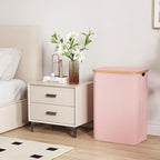 Lifewit 80L Laundry Basket with Lid, Clothes Hampers for Laundry with Bamboo Handles and 1 Removable Bag, Large Foldable Laundry Hamper for Bedroom, Bathroom, Dorm, Laundry Room, Pink