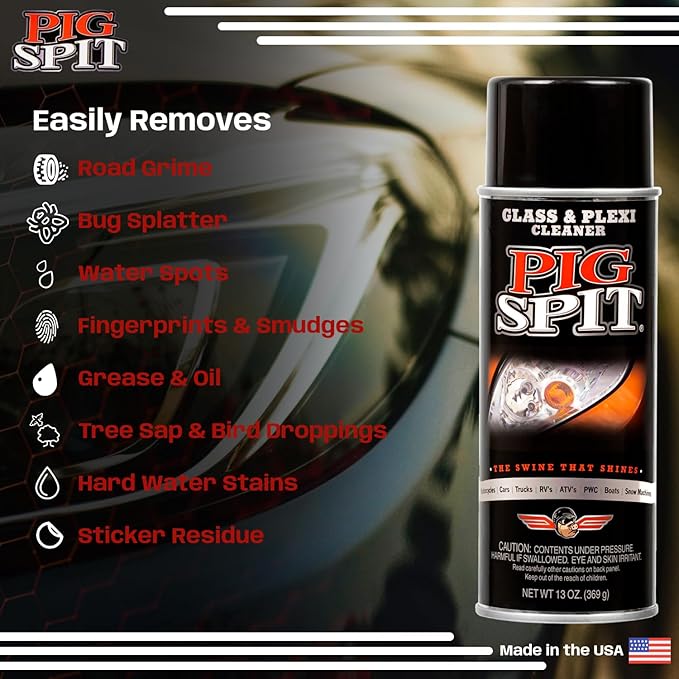 Glass and Plexi Cleaner for a Streak-Free Shine for Home and Automotive Use | 13 oz.| 4-Pack