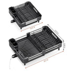 TOOLF Dish Drying Rack, Expandable Dish Rack for Kitchen Counter, Anti-Rust Dish Drainer, Sink Organization and Storage Essentials with Cutlery & Cup Holder, Black