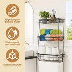 PowerKing Over The Toilet Storage Shelf, 3 Tier Bathroom Organizer Rack, No-Drill, Rust-Resistant Steel, Toilet Paper Holder for Restroom Bathroom, Black