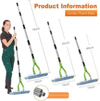 Thatch Rake,15" Lawn Dethatcher Rakes,Dead Grass Remover,Manual Dethatching Rake with Adjustable Length Handle,Scarifier Rake,Thatching Rakes for Lawns Grass Loosening Soil