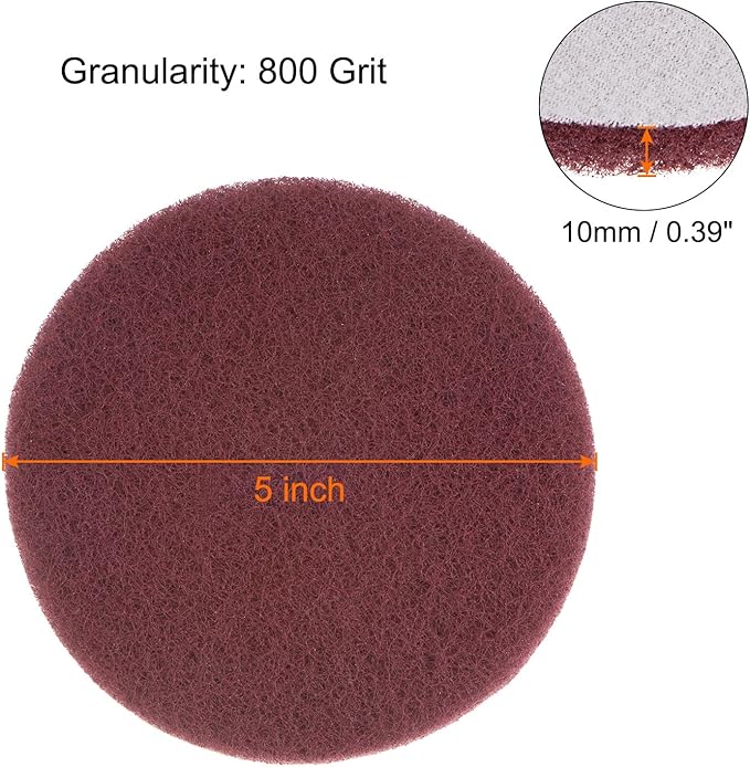 HARFINGTON 10pcs Drill Power Brush 5 inch Tile Scrubber Scouring Pads 800 Grit for Bathroom Kitchen Household Cleaning