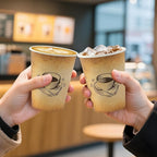 300 Pack 12oz Paper Coffee Cups, Hot/Cold Beverage 12oz Disposable Coffee Cups, Retro Design, Leak-Proof, Hot or Cold Drink, Cocoa, Chocolate, Coffee Bar Supplies