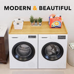 SpaceAid Washer Dryer Countertop, Laundry Wood Shelf Topper with Edge, 54" Width x 27.5" Depth Cover Guard Organizer for Washer and Dryer Laundry Hamper Counter Storage Organization (Maple Wood)