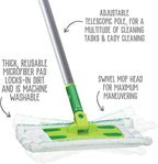 Quick Shine Sustainable Hard Surface Floor Clean + Polish Mop Kit w/ 1 Reusable Pad | Hardwood, Luxury Vinyl Plank, Tile & Laminate | Use Wet + Dry | Perfect to Apply Finish | Squirt, Spread, Done