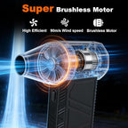 X3Max Compressed Air Duster 2026 Upgraded - 180000 RPM Brushless Electric Blower, 3-Speed Turbo, 4 Nozzles, Rechargeable Cordless Duster for Keyboard PC,Snow Leaves, Canned Air Alternative