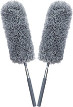 2 Pack Mini Microfiber Feather Duster for Cleaning, with Extendable Pole, Hand Washable Dusters, Cleaning Tools for Office, Car, Window, Furniture