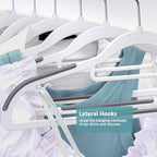 Tonswachic Pack of 30 Clothes Hangers, Space Saving Plastic Hangers, Non-Slip, 0.2 Inches Slim, 360° Swivel Silver Hook for Shirts, Pants & Wet/Dry Garments, White and Dark Gray